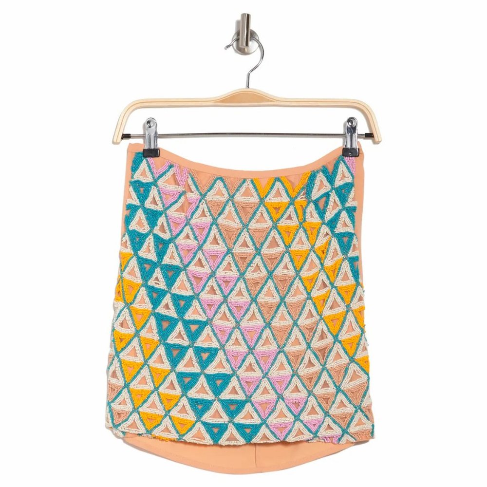 Walter Baker | Carrie Vera Cruz Hand Beaded Pastel Mini Skirt | NWT